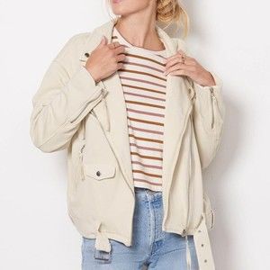 NWT Free People we the free rebel rebel moto jacket size medium vanilla cream